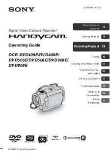 Sony DCR DVD 508 E manual. Camera Instructions.